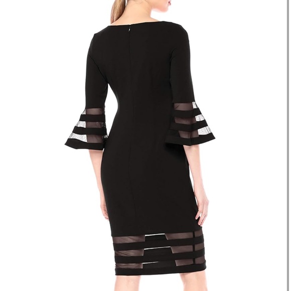 NWT Calvin Klein Women's Bell Sleeve Sheath with Sheer Inserts Dress 6 - Picture 2 of 4
